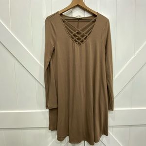 Womens brown long sleeve dress